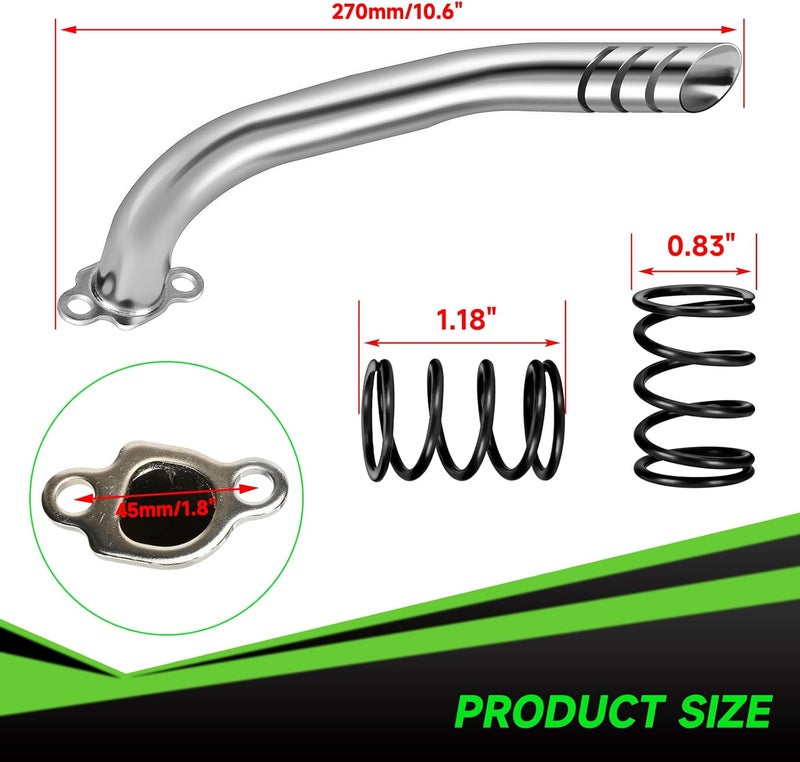 XIKOBY Header Exhaust Pipe Kit Compatible with Predator 212cc 224cc 196cc 6.5HP GX160 GX200 Engine Coleman Mini Bike CT200U BT200X CT200U-EX KT196 Go Kart Baja MB200 with Main Jets Parts (Silver) - Image 3